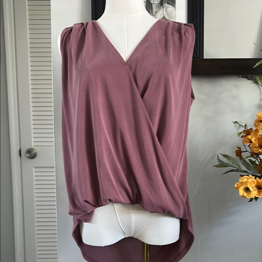 Chic Pink Asymmetrical Sleeveless Blouse